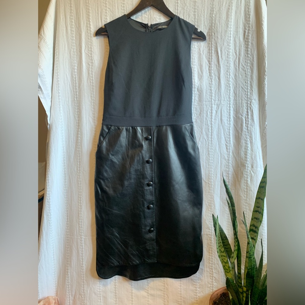 Ava & Aiden Dress. Black With Faux Leather Skirt. US 6. Excellent New Condition